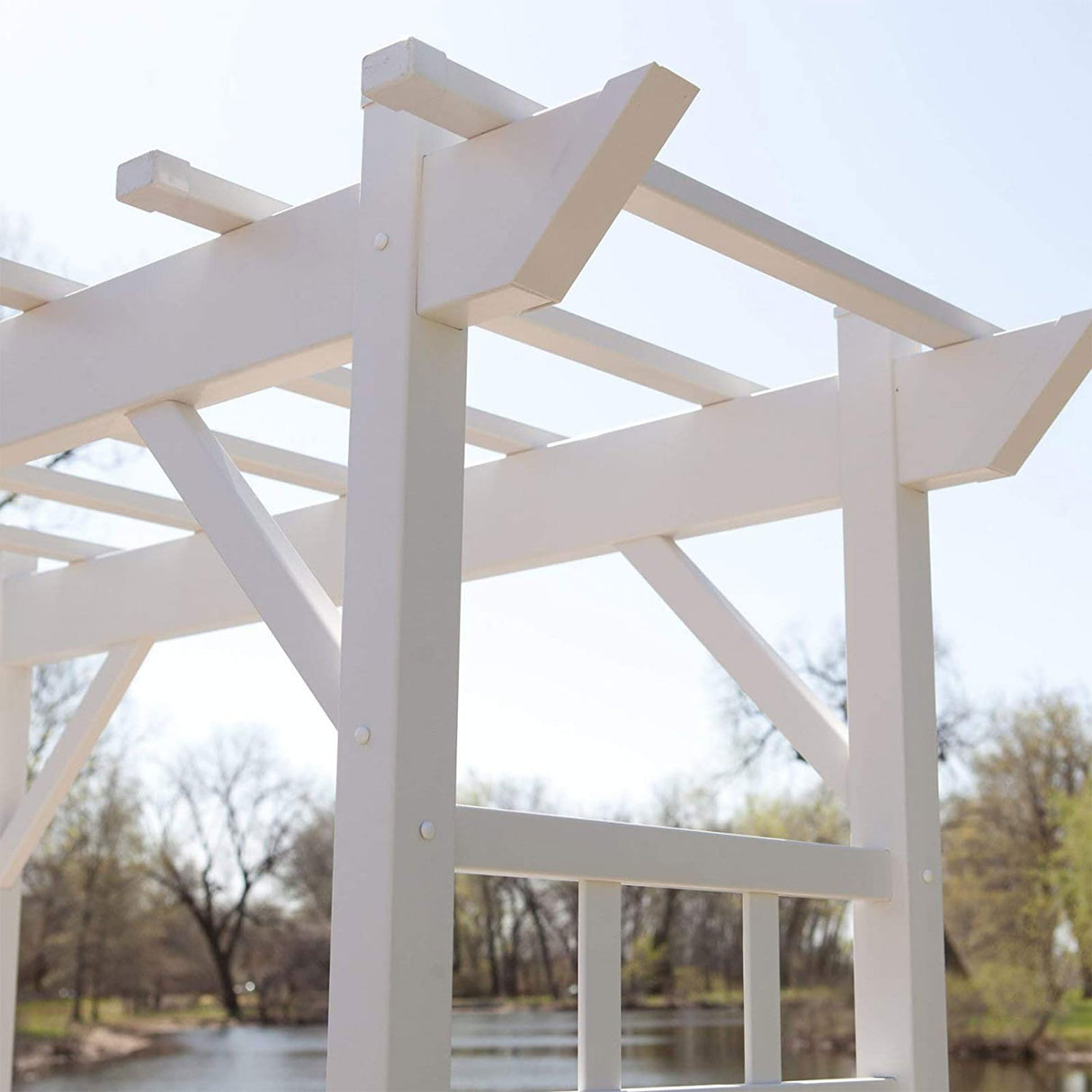 Dura-Trel Providence Arbor, Vinyl Garden Archway for Outdoors, 64" x 85", White - Backyard Decorative Arch and Backdrop with Lattice Design and Trellis Sides for Climbing Plants, Vines and Flowers