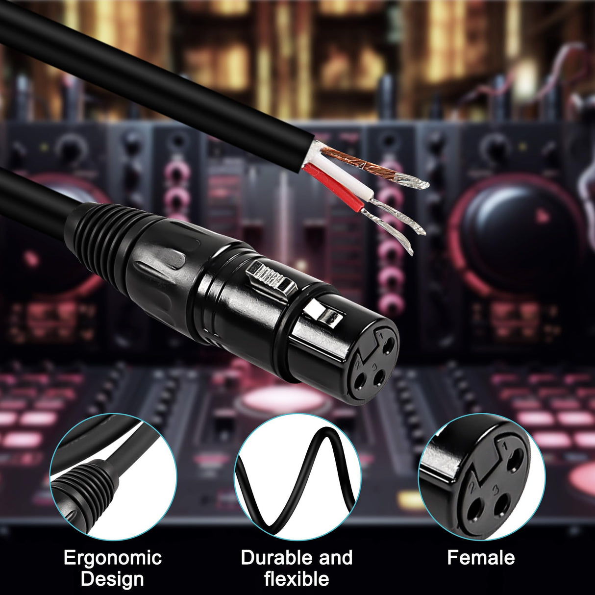 XMSJSIY XLR Microphone Cable Pigtail Bare Wire 3Pin XLR Speaker Audio Mic Cable Open End Connector Replacement Extension Cable for DJ/PA Subwoofer Mixer Amplifier - 4M/13.1FT (XLR Female)