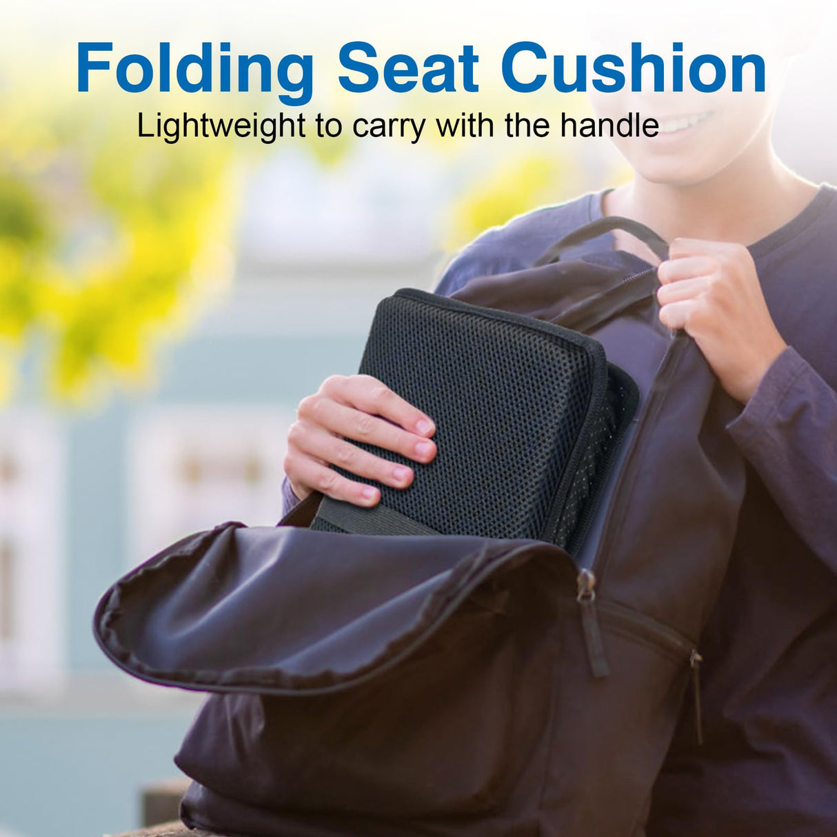 Handbanary Gel Seat Cushion (16.5" x 12") – Portable & Foldable Travel Cushion for Airplane, Stadium, Camping, Movies, & Garden – Relieves Sedentary Pain, Supports Long Sitting Periods