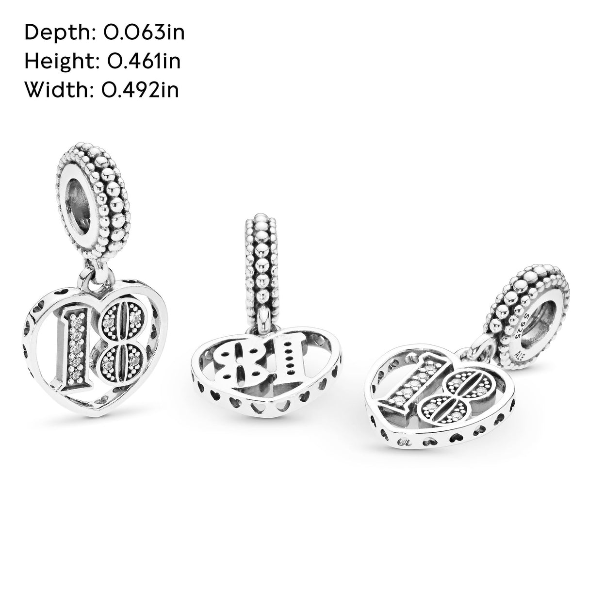 PANDORA 18th Celebration Dangle Charm - Bracelet Charm Moments Bracelets - Sterling Silver with Clear Cubic Zirconia - Gift for Her - Jewelry for Women with Gift Box