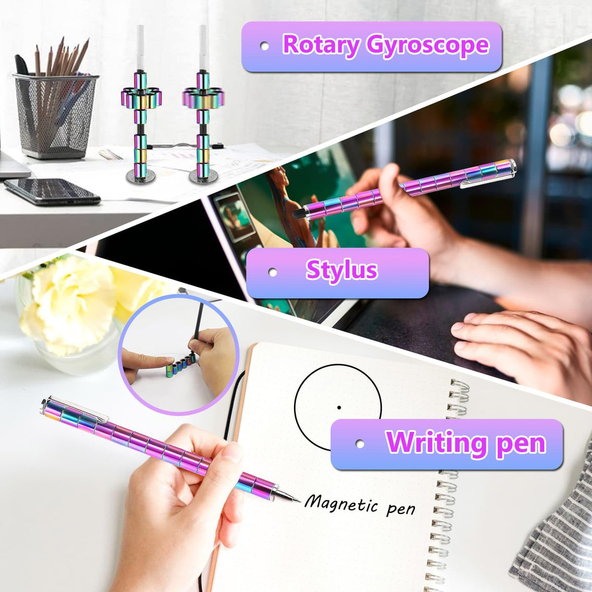 Magnetic Fidget Pen Teen Gifts: Cool Gadget For Men Teacher Appreciation Gifts Graduation Gift For Her Him Stress Relief Fidget Toy For 13 14 15 16 17 18 Year Old Boys Girls,Office Desk Accessories