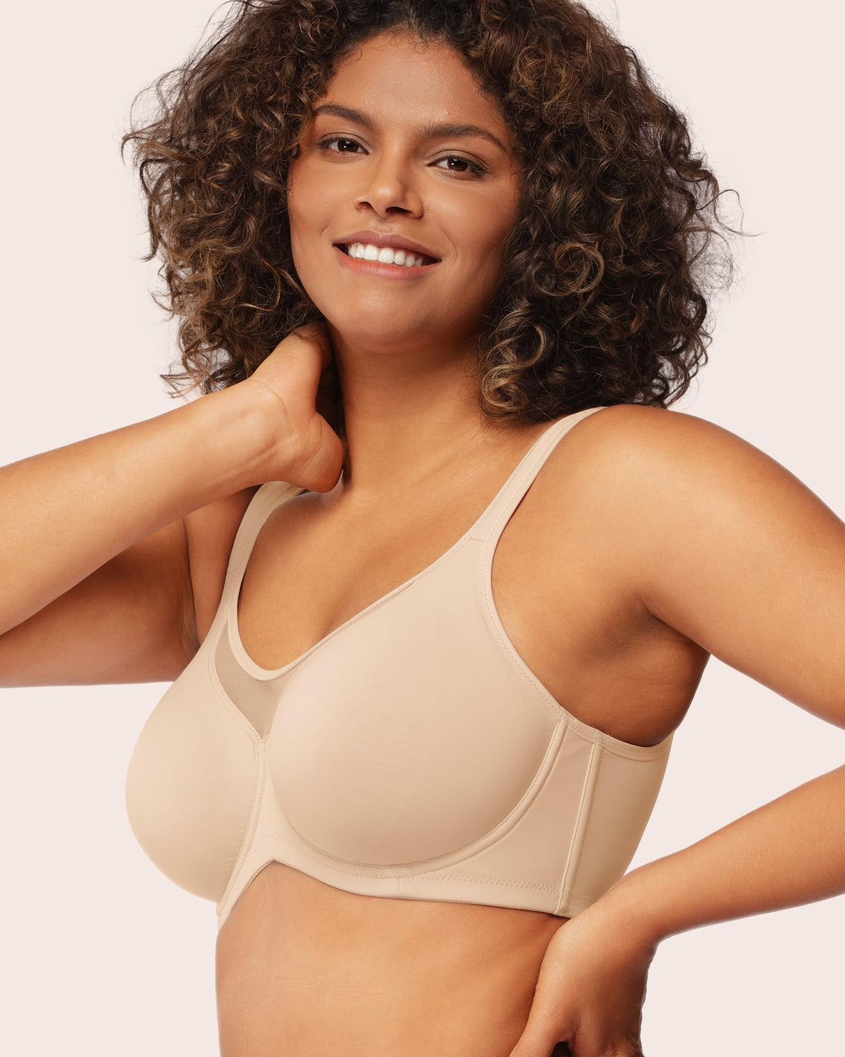 HSIA Minimizer Bras for Women Plus Size, Full Coverage Coolcomfort T Shirt Unlined Bra with Underwire & Wide Strap Support for Heavy Breast, Light Beige 38DD