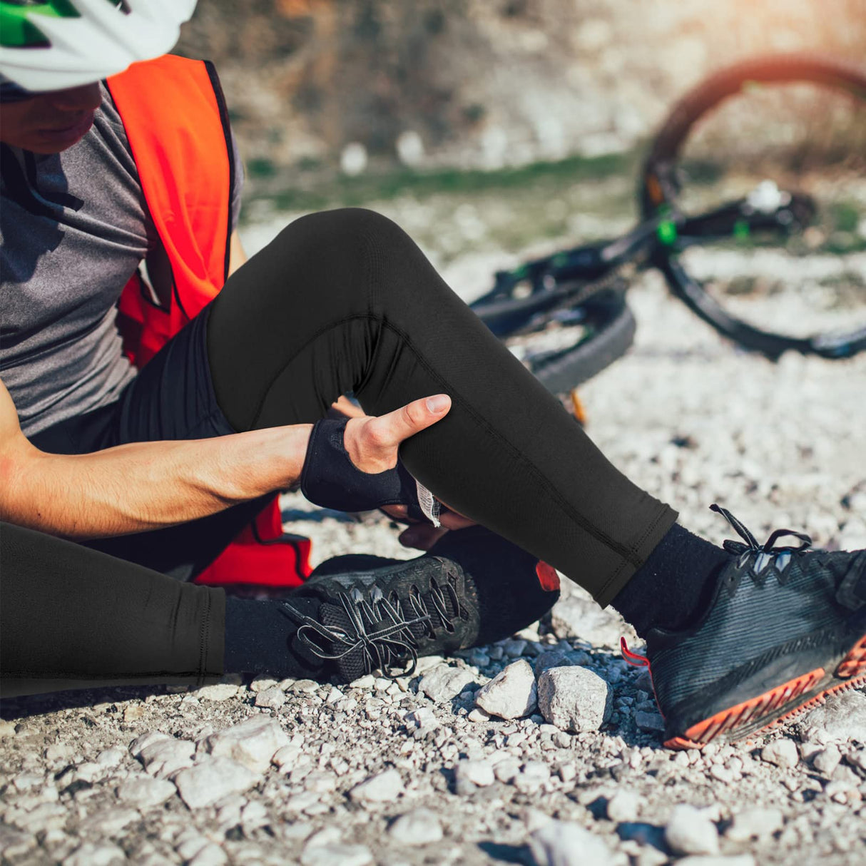 Sosation 8 Pcs Knee Brace Undersleeve Knee Sleeve for Under Brace Closed Patella Compression Breathable Leg Sleeves for Men Women Thigh Shin Support for Sports Protector(Large)