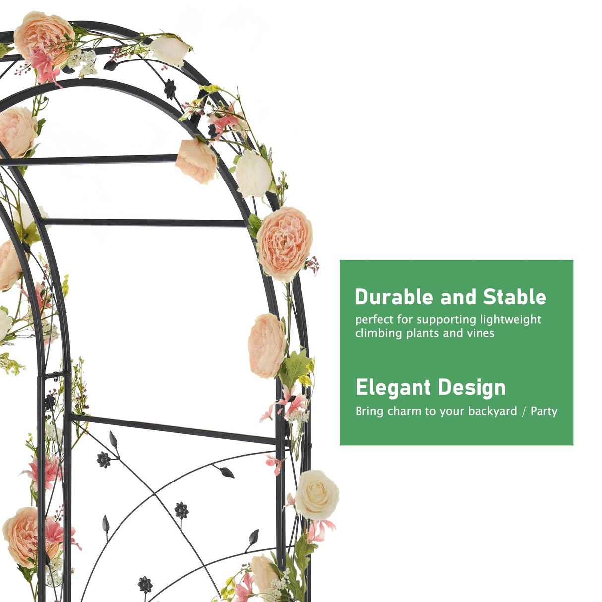 VINGLI Garden Arbor, Arch for Wedding Ceremony Party, Christmas Garden Decor Steel Garden Trellis for Plant Climbing, Pergola for Garden, Backyard, Lawn (Black-59x84)