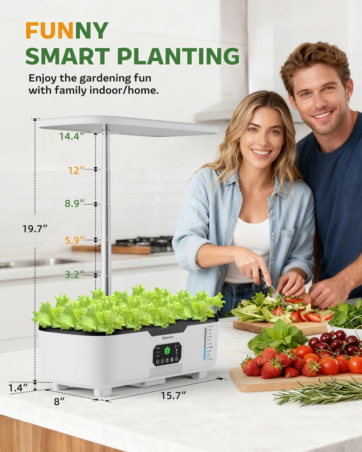 Misting Hydroponic Growing System Kit 15-Pods Indoor Smart Herb Garden Planter with LCD Touch Panel 6L Large Tank for Herb/Vegetables/Flowers/Fruits, Gardening Gifts for Women Men Beginners - White
