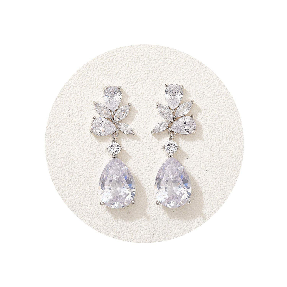 SWEETV Cubic Zirconia Wedding Earrings for Brides Bridesmaids