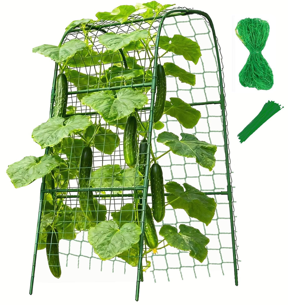 Cucumber Trellis for Plant Climbing- Cucumebr Arch Trelli for Flower Vine Vegetable Tomato Cage Raised Bed- Foldable Garden Tunnel Trellis (47x15.7in)