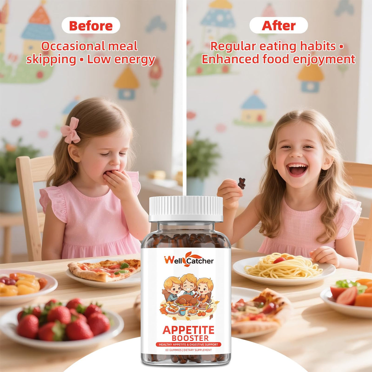 Appetite Booster Gummies for Kids Adults: Appetite Support Supplement with Bromelain Hawthorn Zinc Vitamin B12 for Healthy Digestive & Nutritional Balance, Sugar Free Mixed Fruit Flavor Vegan 30 Days