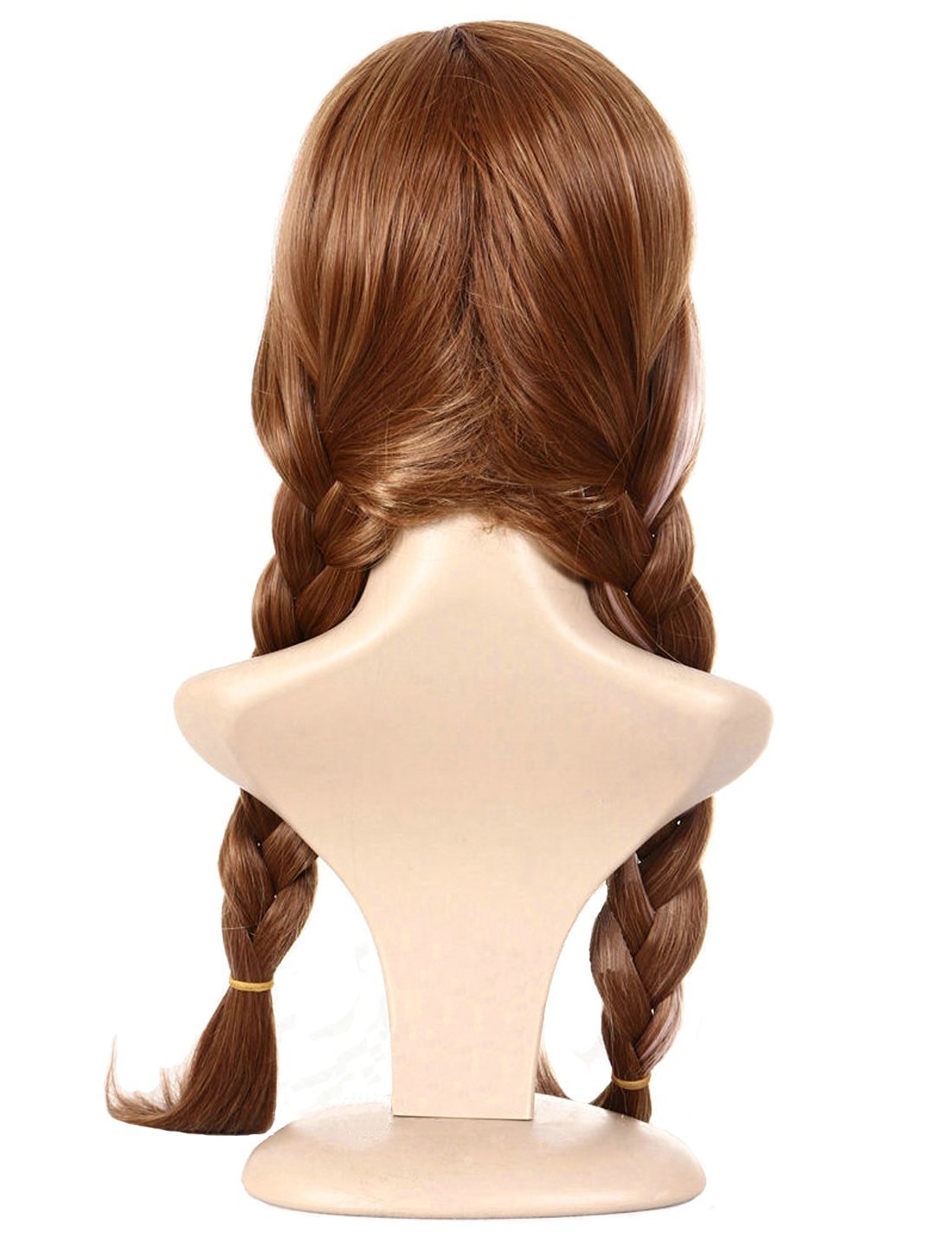 ANOGOL Hair Cap+ Brown Pigtail Princess Wig for Women Braided Brown Cosplay Wigs Auburn Highlighted Braids Women Hair for Princess Costume Cosplay Party Double Braids Anna Wig for Halloween Christmas