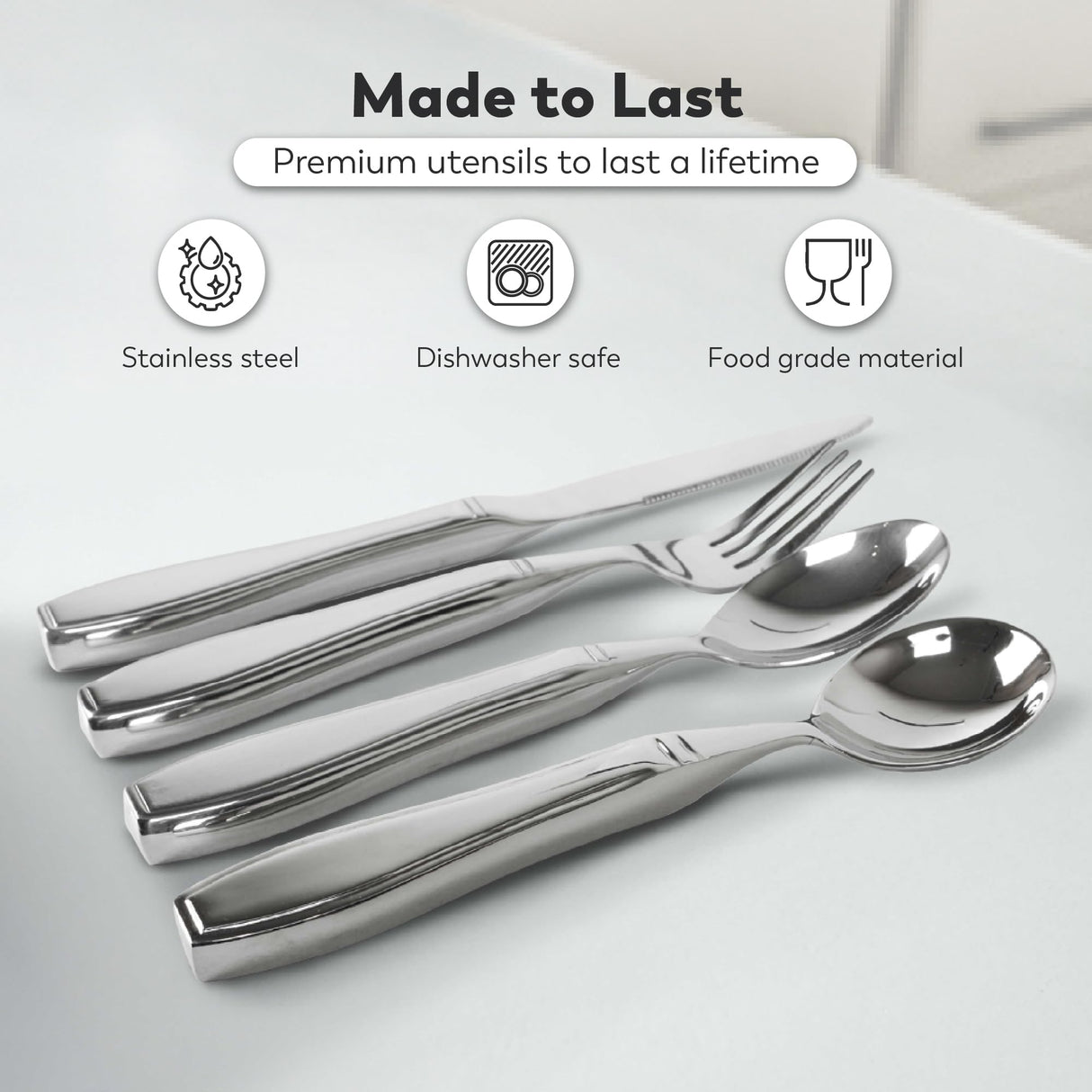 BUNMO Utensils for Elderly, Arthritis, Weak Hand Grip & Handicapped - Convenient Travel Pouch - for Tremors and Parkinsons Patients - Stainless Steel - Eat Independently - Weighted 4 Piece Set
