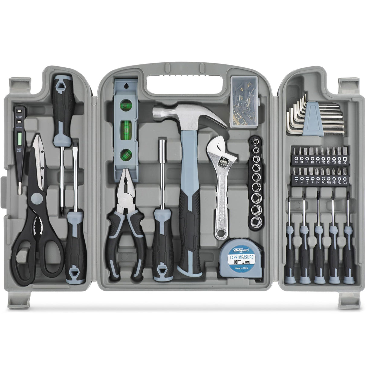 Hi-Spec 54pc General Household Tool Set – Home & Garage Hand Tool Kit with Toolbox Storage Case for DIY, Basic Repairs, Apartment, First-Time Homeowner & Everyday Home Maintenance