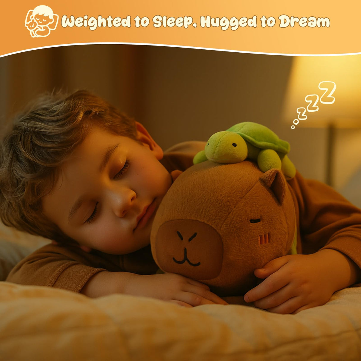 SQEQE Weighted Stuffed Animals Capybara with Turtle Backpack, Weighted Capybara Plush, Cute Plushies Pillow Toy for Bed Time, Christmas & Valentines Gift 23.6 Inch 3.8 Lbs