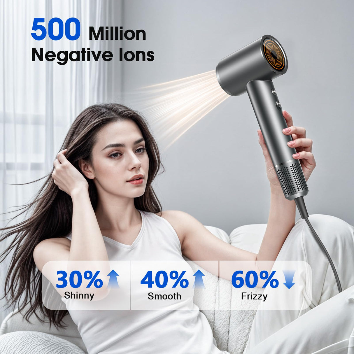 Hair Dryer, Professional Ionic Hair Dryer for Fast Drying, High Speed Hair Blow Dryer with Diffuser for Home Salon Travel, Constant Temperature Hair Care Without Hair Damage