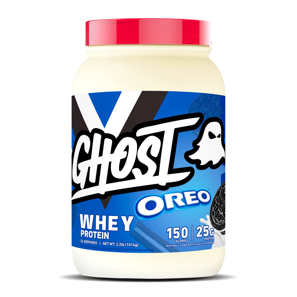 GHOST Whey Protein Powder, Oreo - 2.2 LB Tub, 25G of Protein - Cookies & Cream Flavored Isolate, Concentrate & Hydrolyzed Whey Protein Blend - Post Workout Shakes