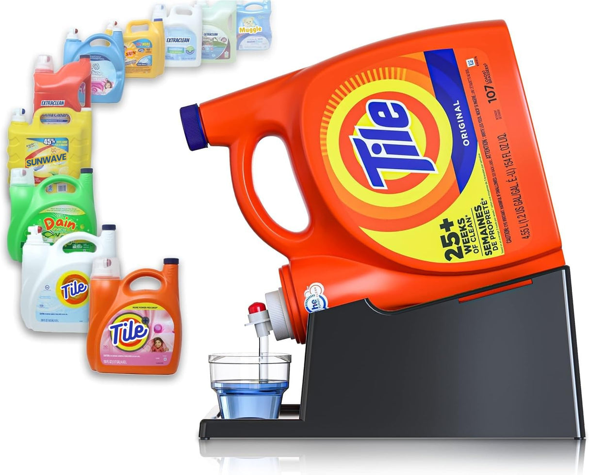 Liquid Laundry Detergent Holder Stand with Drip Tray - 1 Pack - Black