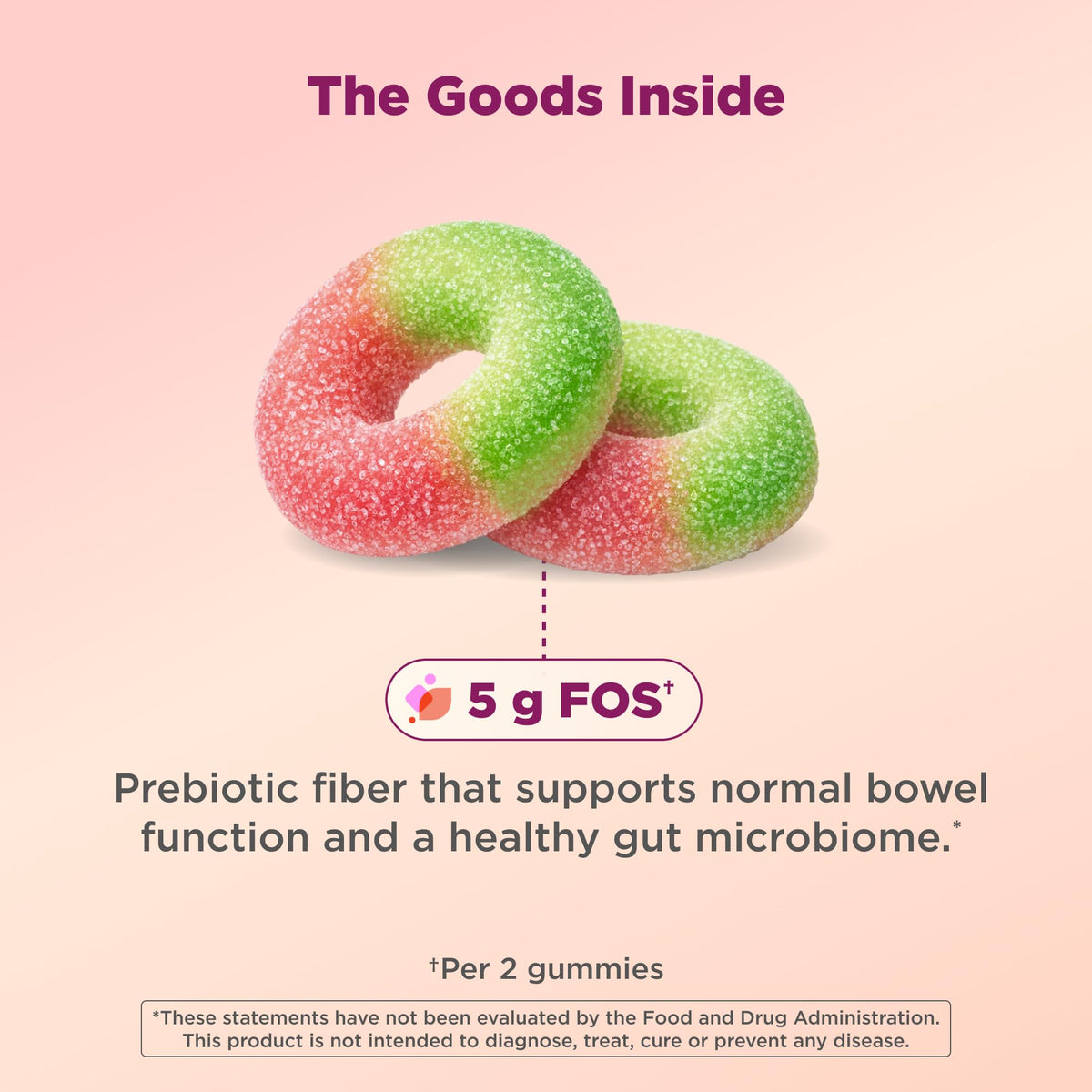 OLLY Fiber Gummy Rings, Prebiotic Fiber, Digestive Health, 50 Count
