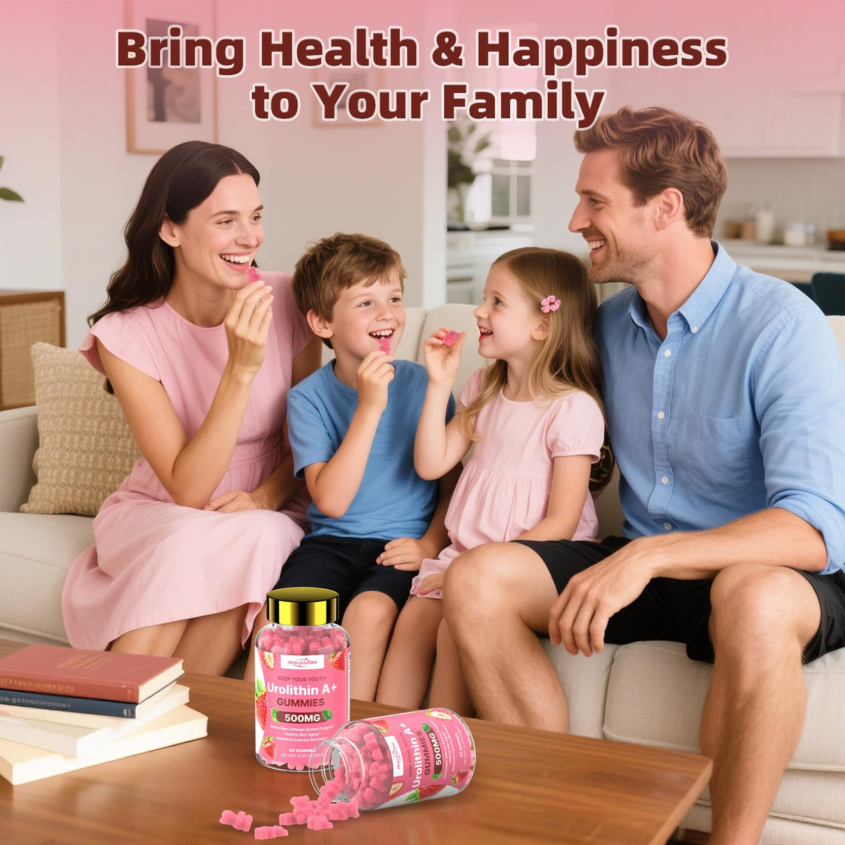 HEALOADING Urolithin A Supplement Gummies 500MG:Urolithin A+ Supplement for Healthy Aging Antioxidants and Mitochondrial Support,Non-GMO Vegan Friendly(60 Count)