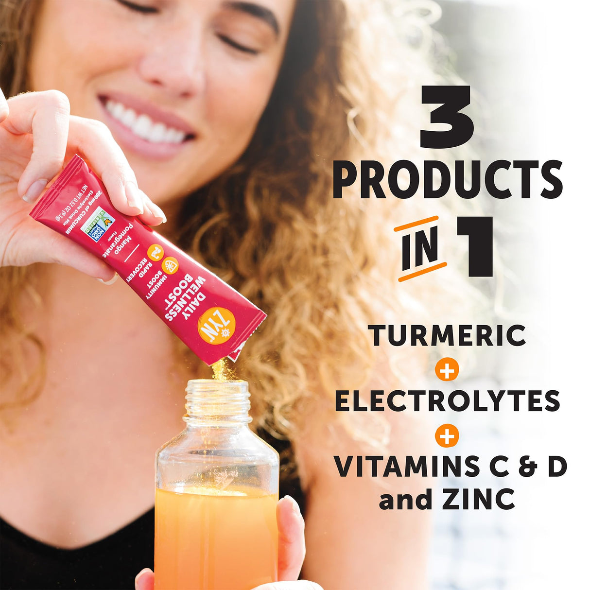 ZYN Electrolyte Drink Mix Hydration Packets, Electrolytes Powder, Hydration Packets w/Turmeric Curcumin, Vitamin C, Vitamin D, Zinc, Hydrate Electrolyte Powder Packets for Wellness, Variety Pack of 8