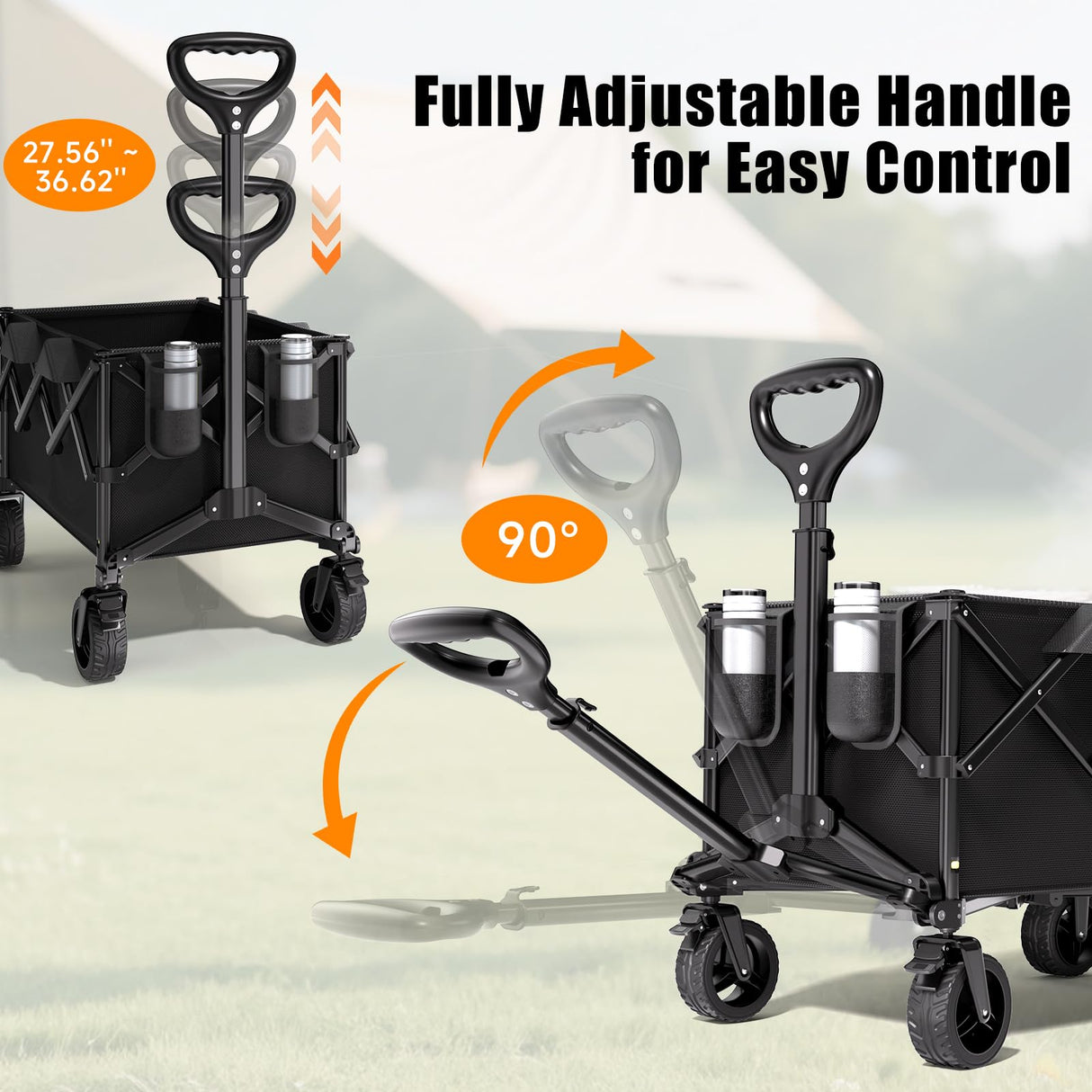 Collapsible Wagon Cart, 480lbs Heavy Duty Wagon with All-Terrain Wheels