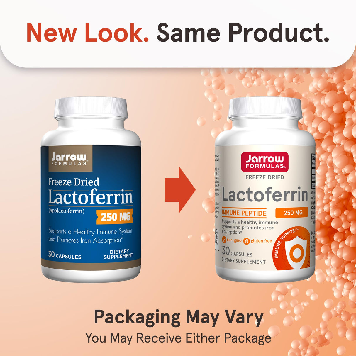 Jarrow Formulas Lactoferrin 250 mg - Immune-Supporting Glycoprotein - For Healthy Immune System Support & Iron Absorption - Freeze Dried - Gluten Free - Non-GMO - 30 Capsules (Servings)