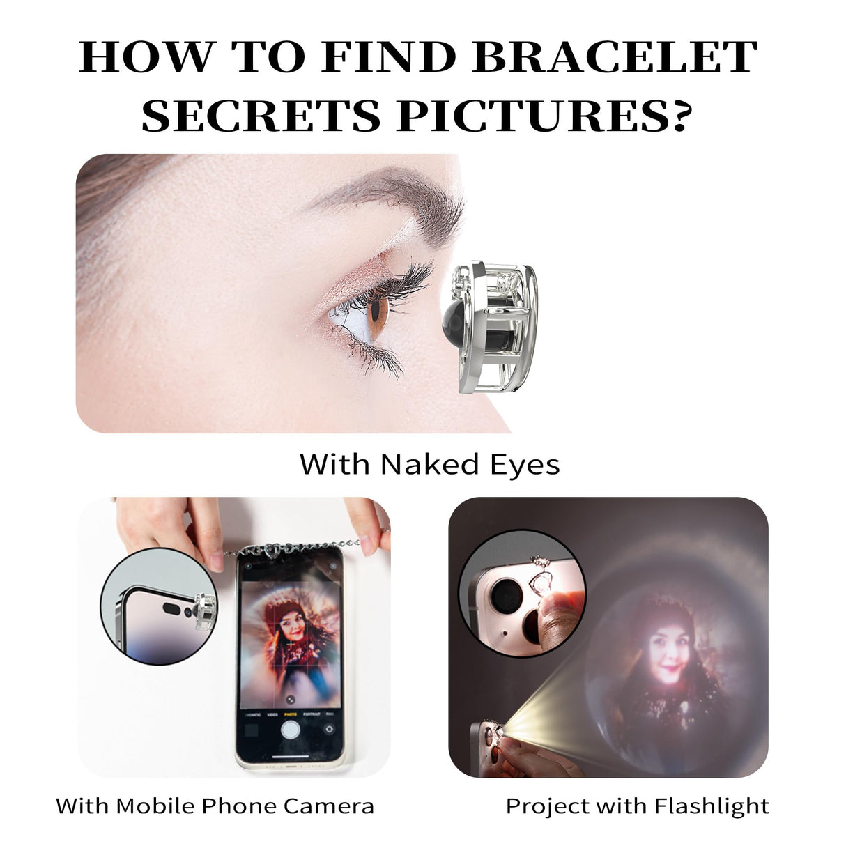 Easycosy Personalized Bracelets with Picture Inside Custom Photo Projection Bracelets Customized Gifts for Women Memorial Gifts for Girlfriend Wife