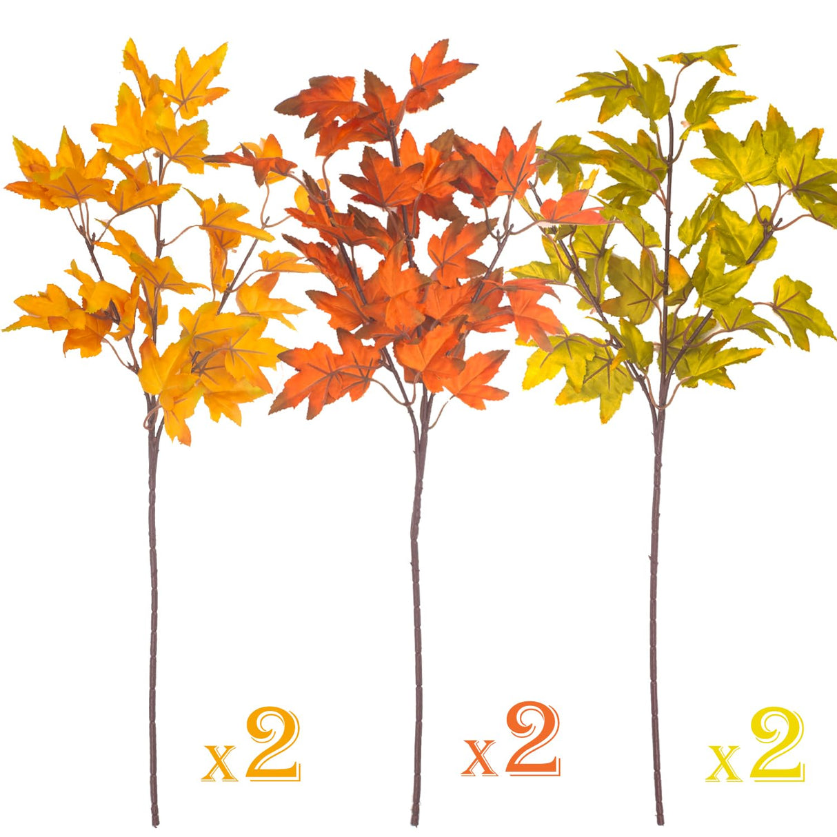 Grunyia 6Pcs Artificial Maple Leaves Branches Fake Fall Maple Shrubs for Thanksgiving Christmas Festival Garland Decoration