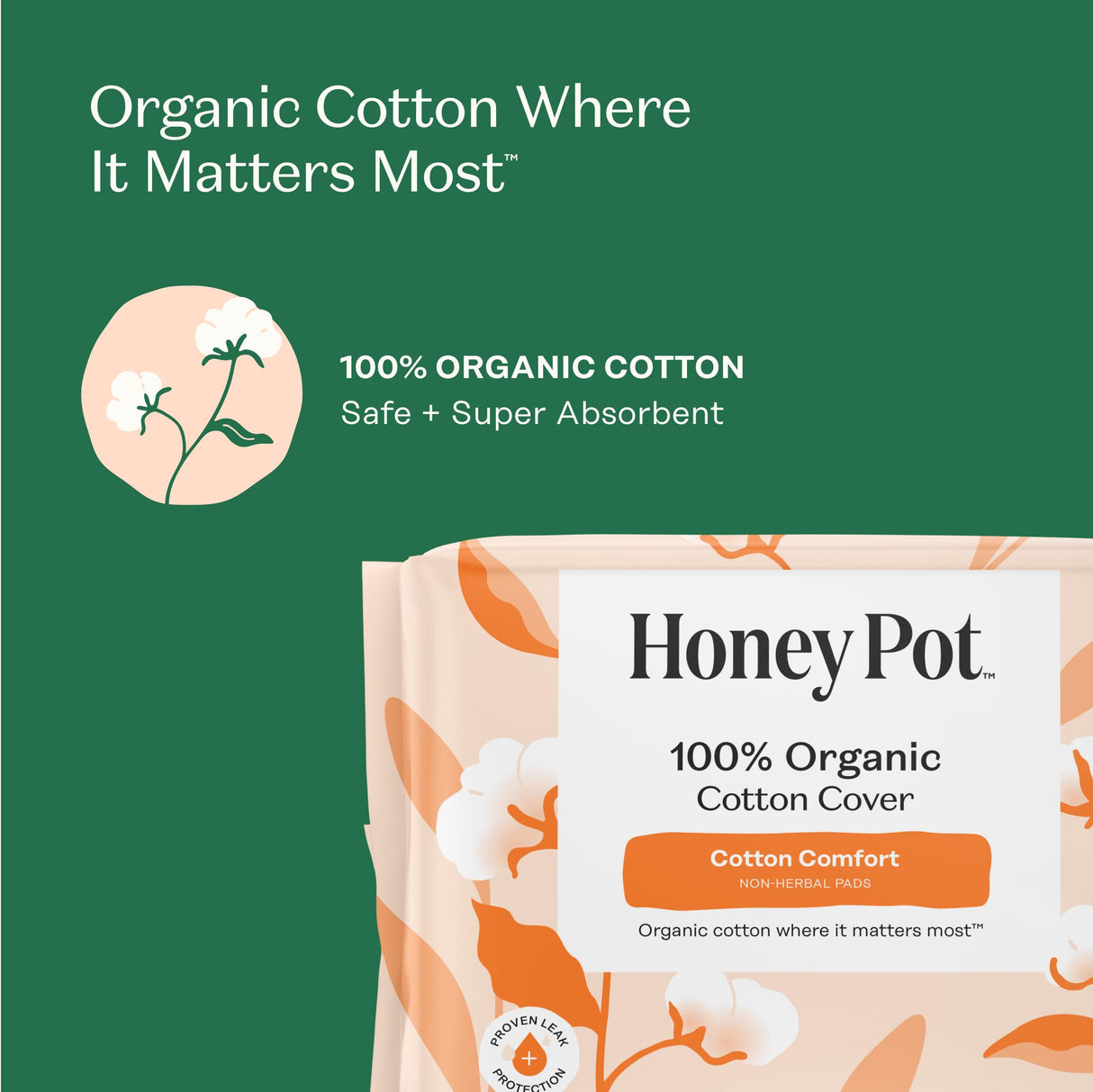 The Honey Pot Company - 64ct - Sanitary Pads for Women - Non-Herbal Heavy Overnight w/Wings - Organic Cotton Cover & Ultra-Absorbent Pulp Core - Feminine Care - FSA & HSA Eligible