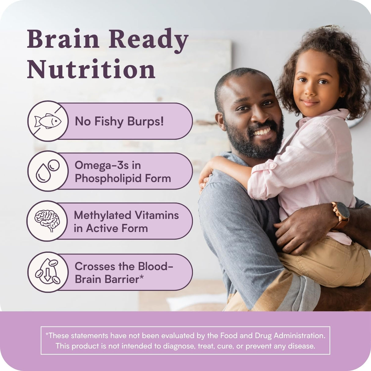 Brain Supplement for Natural Focus & Attention | for Kids | Active B Vitamin & Omega-3 Combo | Vitamin B Complex w/Omega 3 Fatty Acids EPA & DHA | Omega-3s in Small Pill | L-MTHF, B12, P5P, VIT D