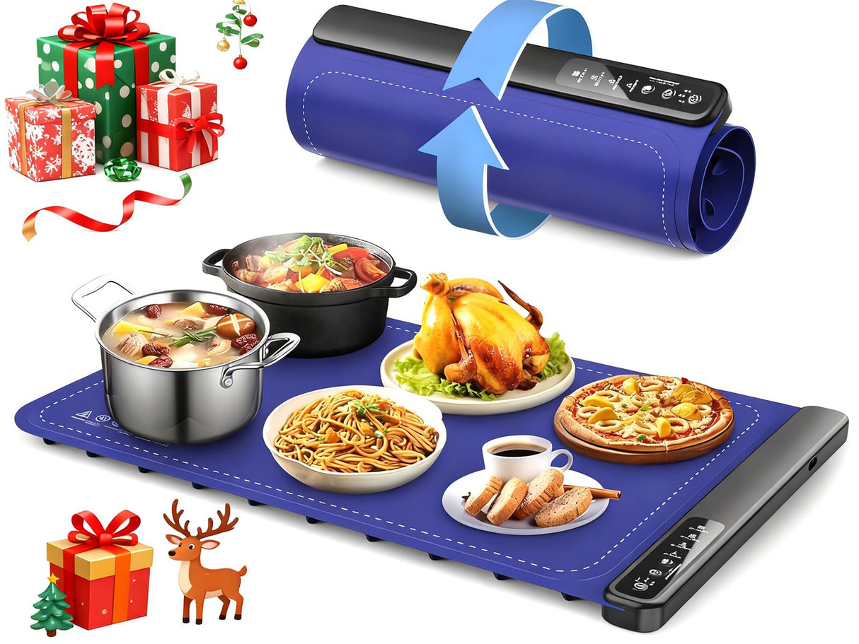 Warming Mat for Food,Food Warming Trays with 4 Temperature Levels - 8-Second Fast Heating Electric Warmer for Buffet, Parties and Holiday Gifts