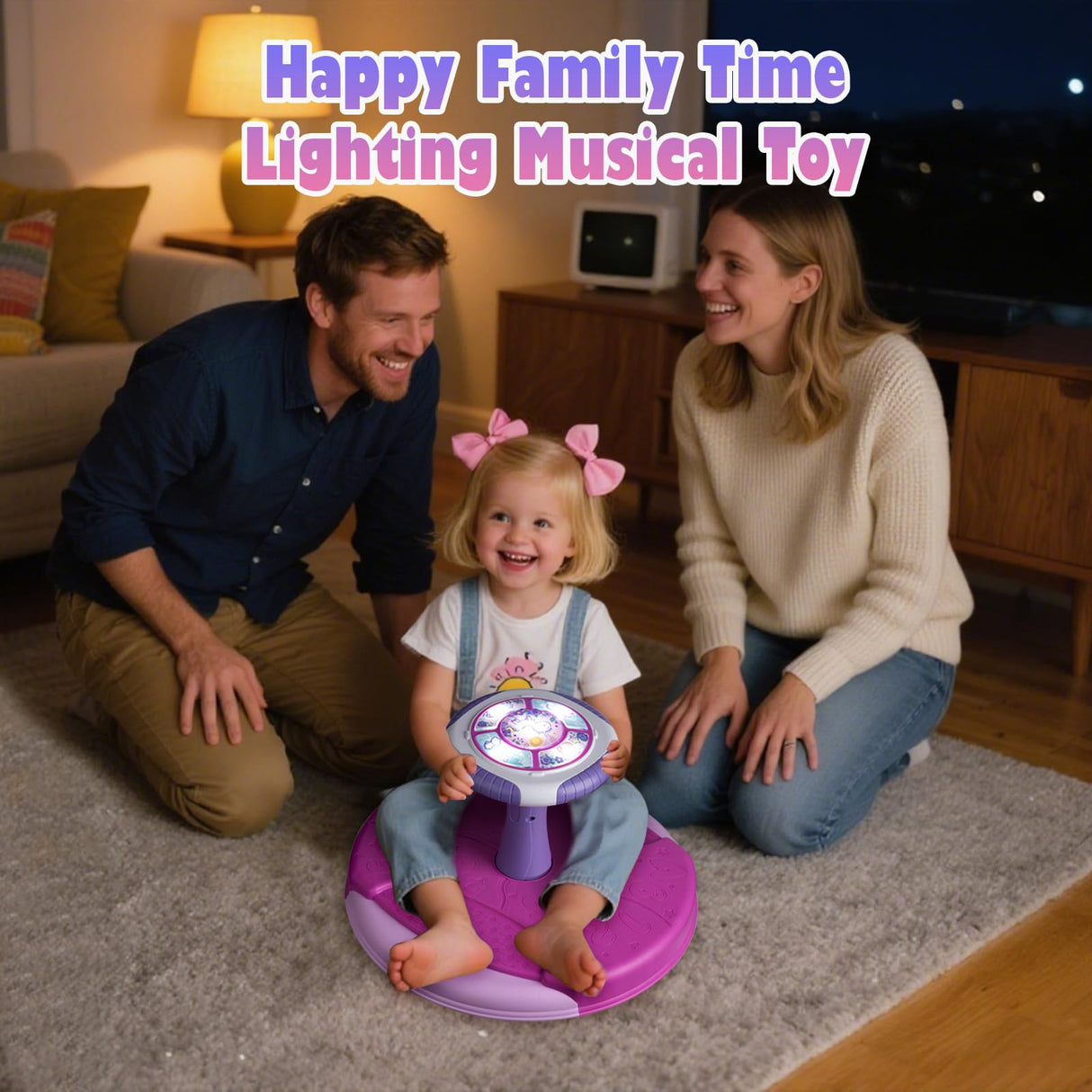 VROGTIK Sit and Spin Toys for Toddlers 1-3 Girls, 360° Toddler Spinning Seat with LED Lights and Music Christmas Birthday Gift for 1 2 3 Years Old Girl Sensory Toys Toddler Activities