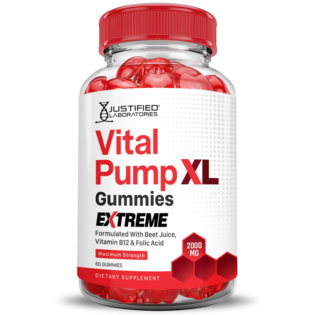 Justified Laboratories Vital Pump XL Extreme 2000MG Performance Gummies Vital PumpXL Advanced Formula Formulated with Beet Juice ACV Pomegranate Powder B12 Vegan Non GMO 60 Gummys