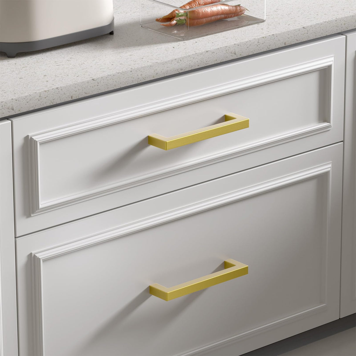 Goldenwarm 10 Pack 5in Gold Cabinet Handles Brushed Gold Cabinet Pulls Brass Drawer Pulls Stainless Steel 128mm Cabinet Hardware Pulls for Kitchen Cabinets