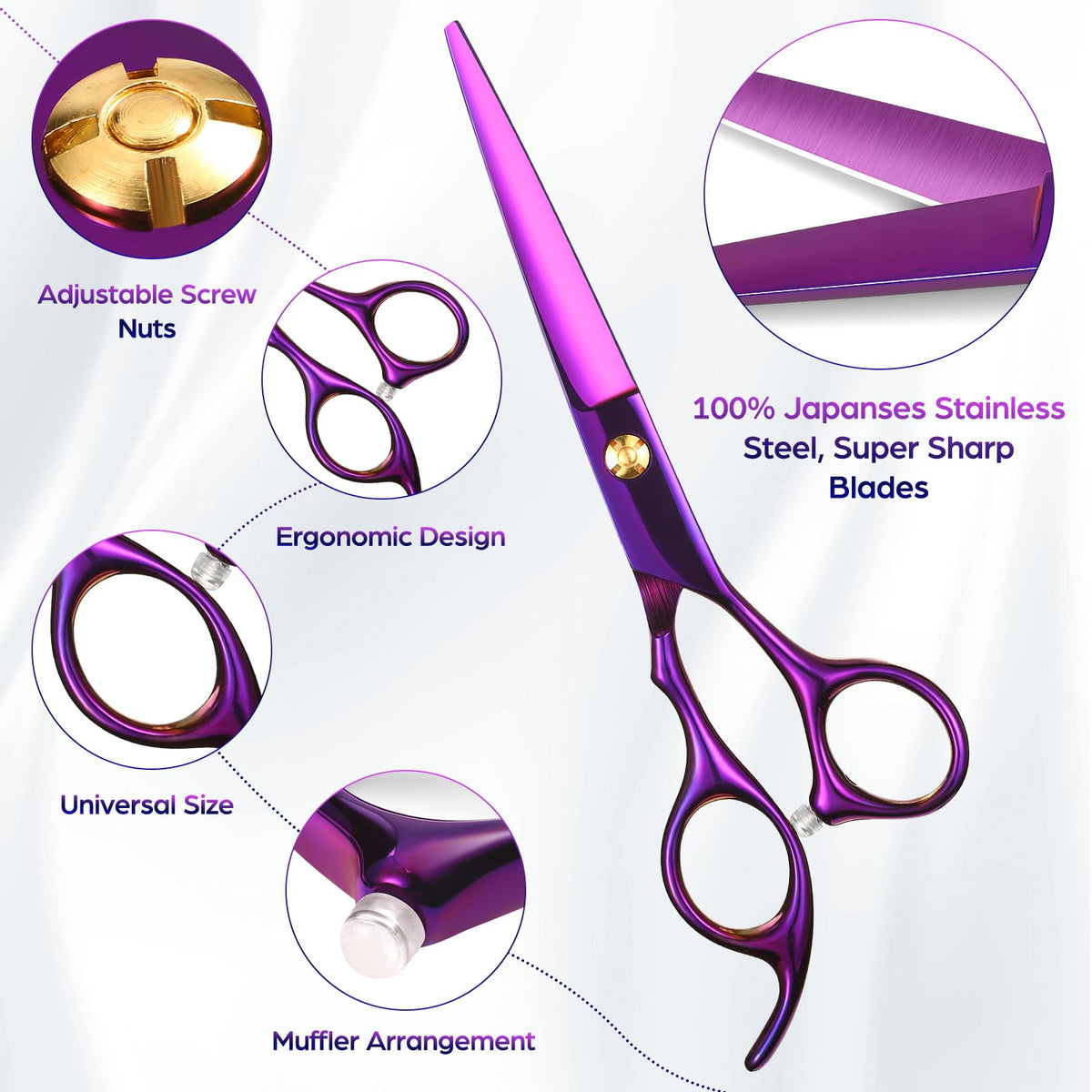 Wenshall Hair Cutting Scissors Professional 6.89 inch Barber Scissors Multifunctional Salon Thinning Scissors Straight Shears Tools for Mother Father Friends' Christmas Gift