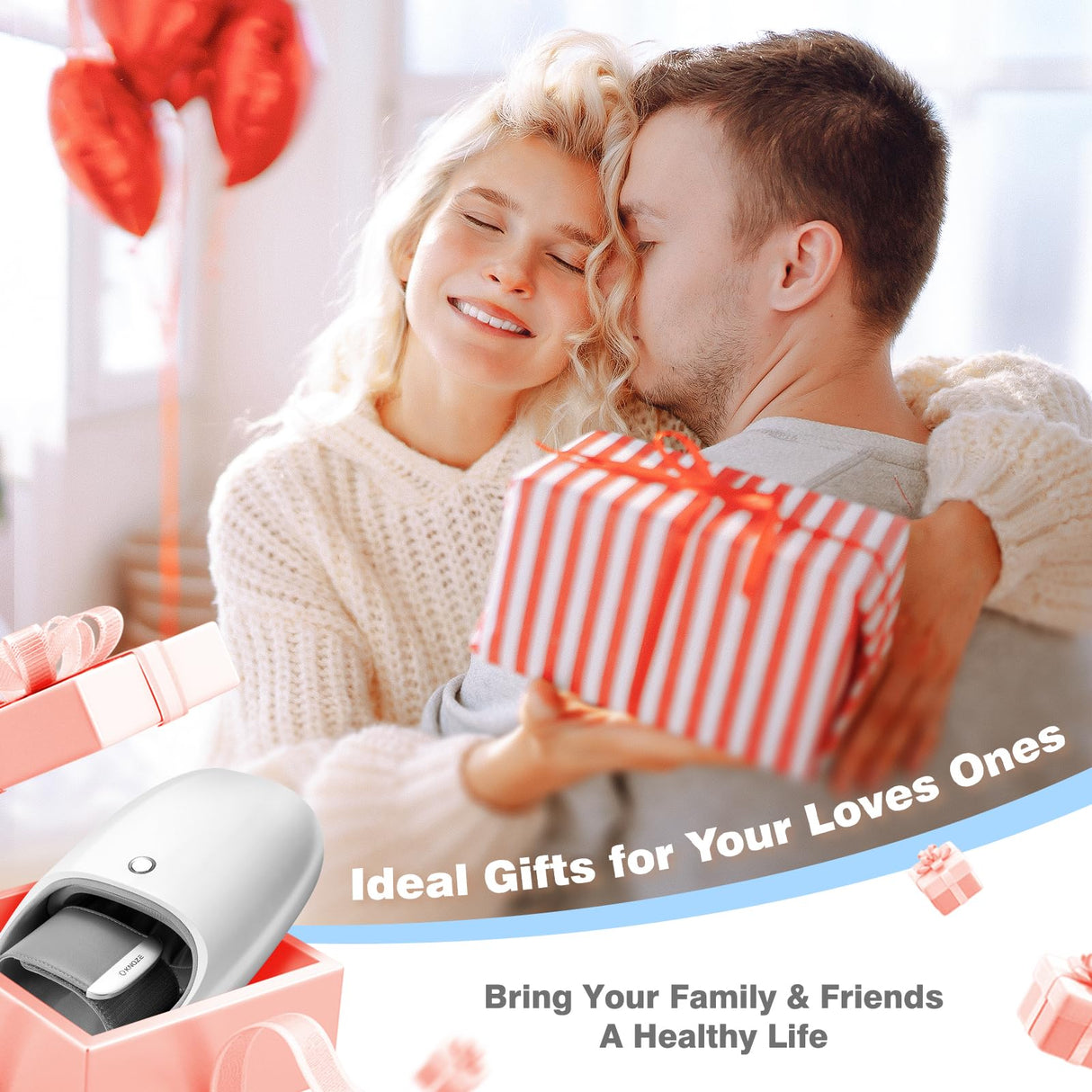 KNQZE Hand Massager with Heat and Compression,Touchscreen Massager with Roller Kneading for Wrist, Carpal Tunnel and Finger Numbness Relief, Mothers Day Gifts for Mom Women & Men (White)