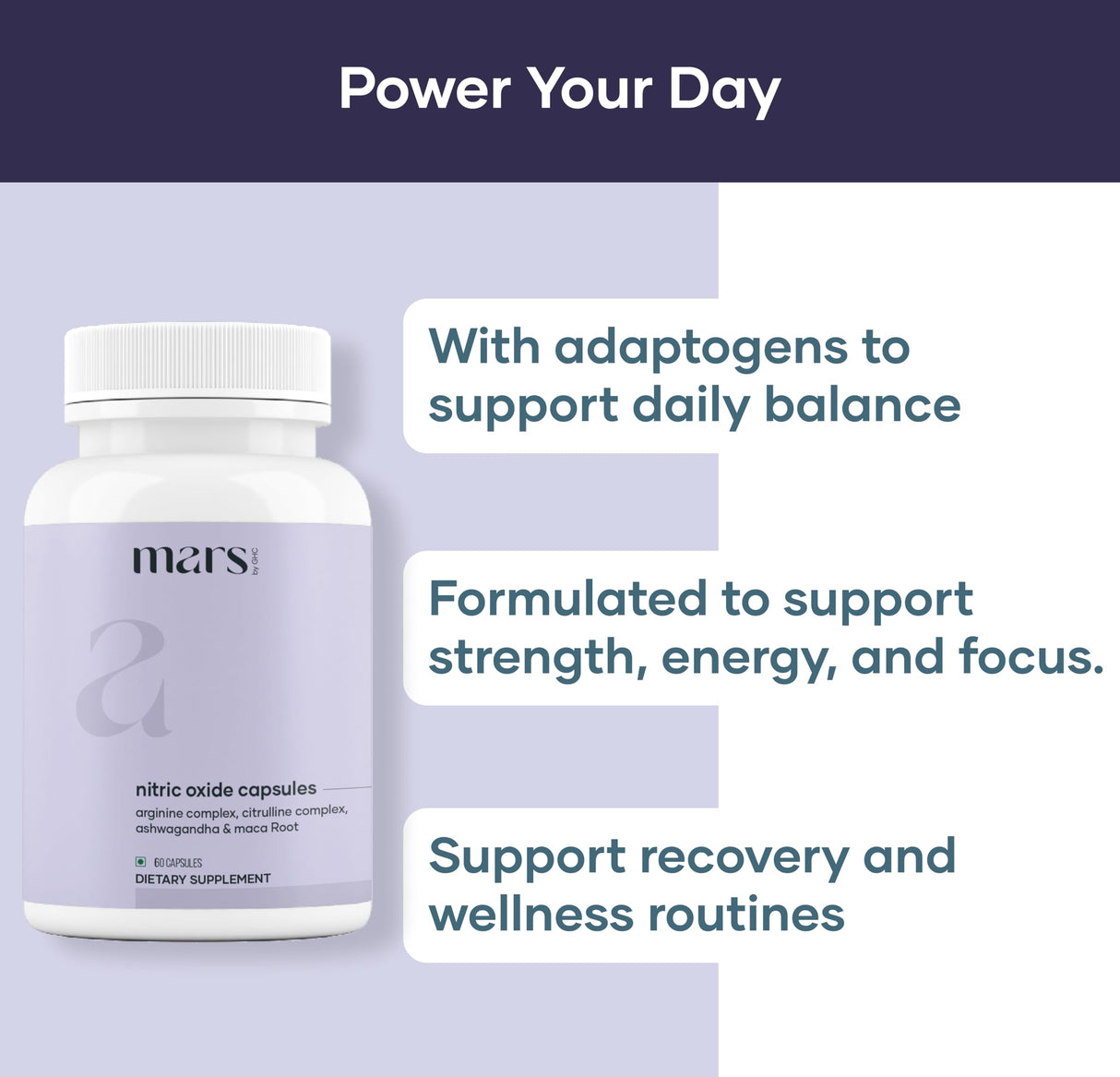 Mars Nitric Oxide Capsules – with L-Arginine, L-Citrulline & Adaptogenic Blend | Supports Energy, Circulation & Muscle Recovery (Pack of 2)