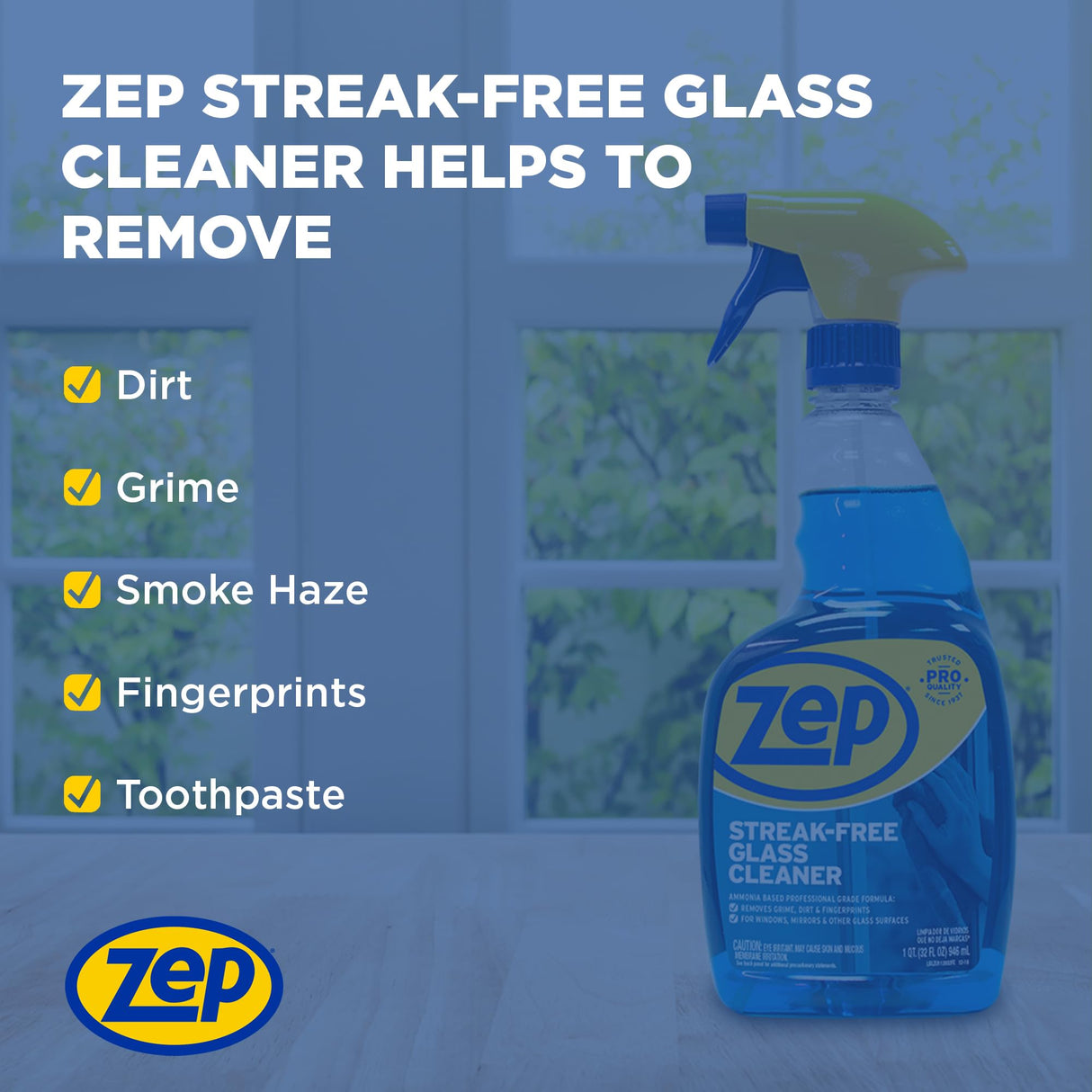 Zep Streak-Free Glass Cleaner - 1 Gallon - (Case of 2) ZU1120128 - Pro Formula Clean