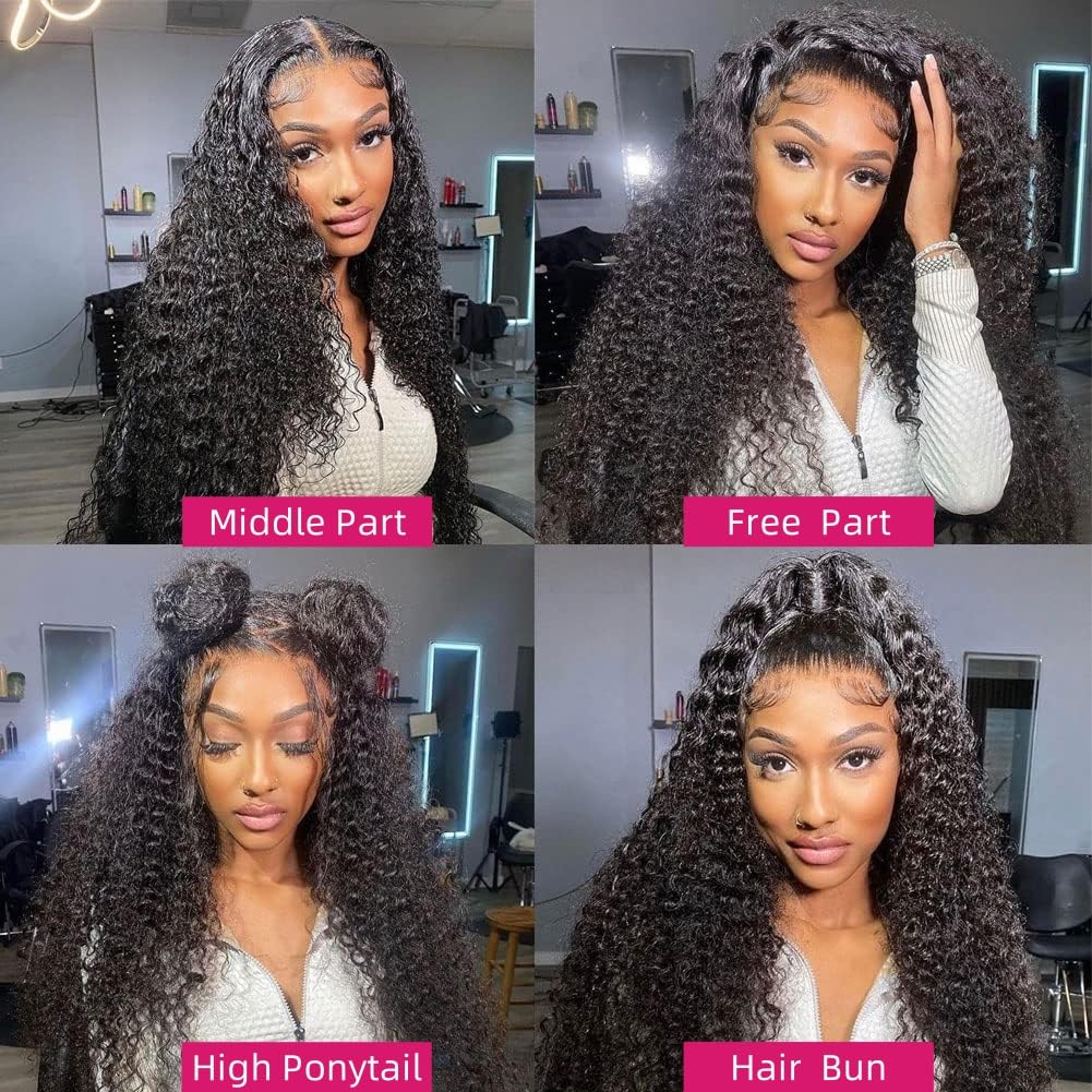 BRUAR 30 Inch Deep Wave Lace Front Wigs Human Hair Pre Plucked Curly Human Hair Wig 13x4 HD Frontal Hair Wigs 180 Density Glueless Wet and Wavy Water Wave Lace Front Wigs for Women