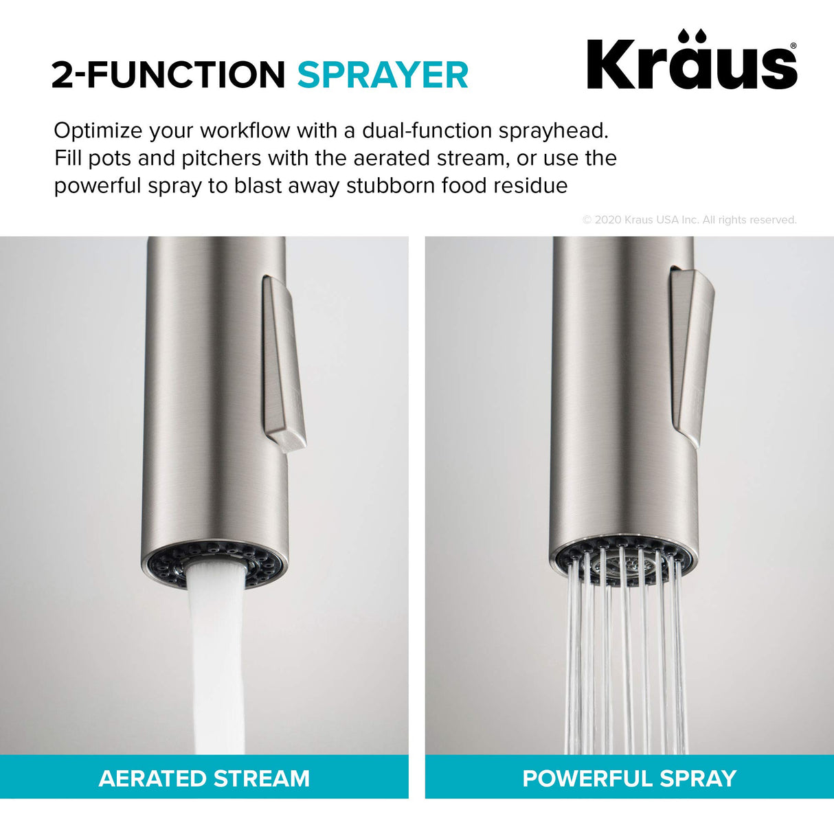 KRAUS Oletto Single Handle Pull Down Kitchen Faucet in Spot Free Stainless Steel, KPF-2820SFS