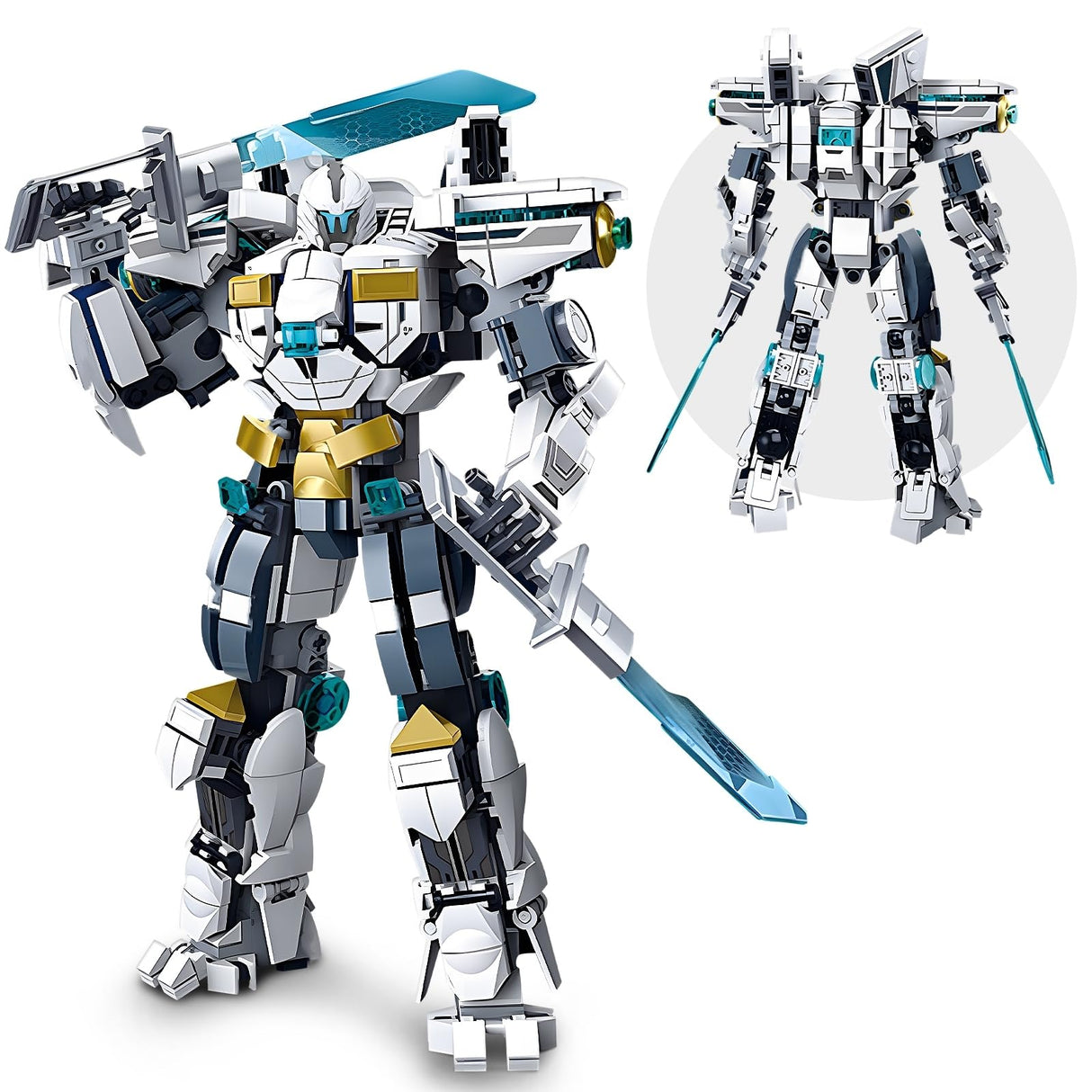 HIGH GODO Ice Warrior Mech Building Set, Cool City Protector Battle Model for Adults Boys 8+, Creative Action Robot Gifts Perfect for Christmas Birthday (561 Pieces)