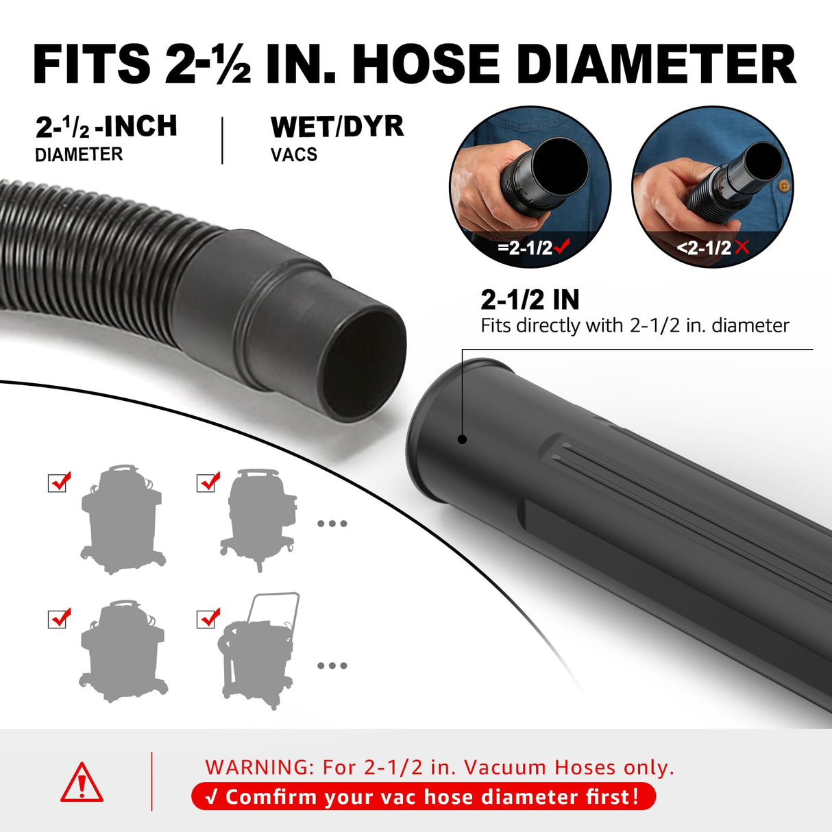 Sealegend Gutter Cleaning Tools for 2-1/2 in. Wet/Dry Vacuum Cleaner, Shop Vacuum Hose Attachments for Cleaning or Blowing Debris from Gutters, 2-1/2 in. Upgrade Lockout Design Shop Vac Accessories