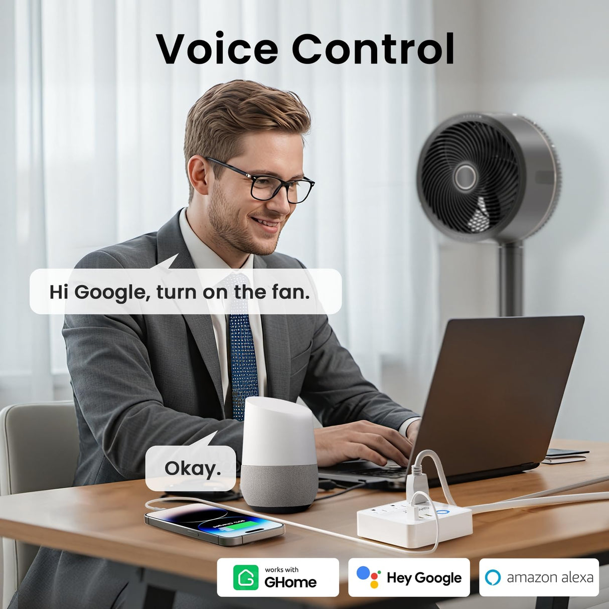 GHome Smart Plug Power Strip, WiFi Surge Protector Work with Alexa Google Home, Smart Outlets with 3 USB 3 Charging Port, Multi-Plug Extender for Home Office Cruise Travel and Christmas Light, 10A