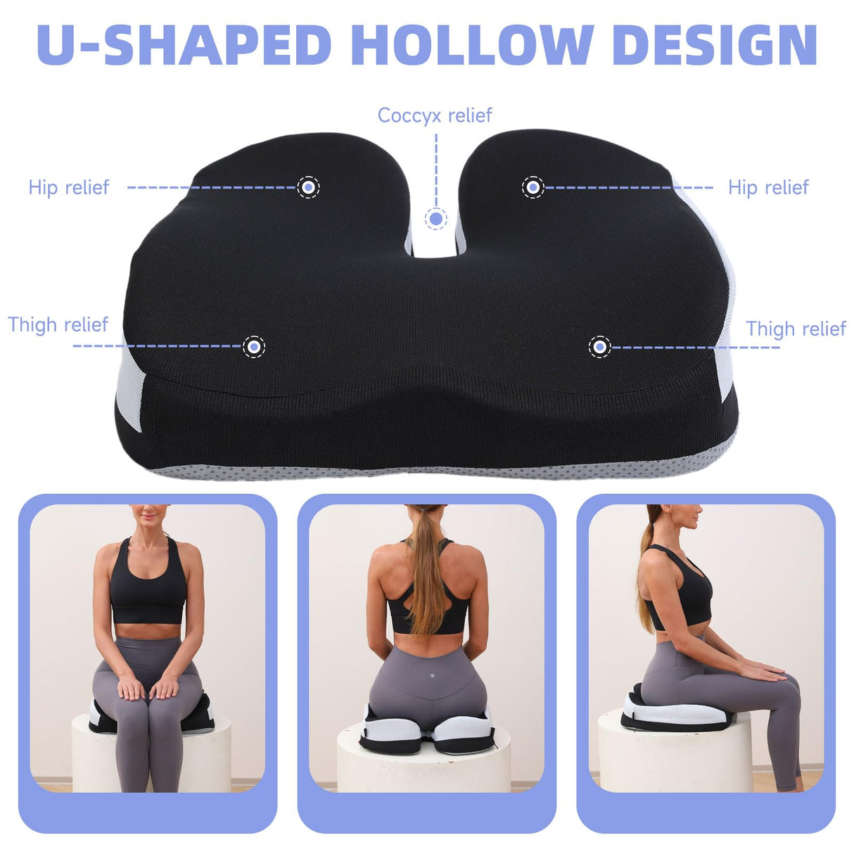 Seat Cushions for Office Chairs Wheelchair Cushion for Long Sitting Back Pain,Coccyx Cushion for Tailbone Pain Relief Cushion Office Chair Butt Pillow,Memory Foam Seat Car Computer Desk Chair Cushion