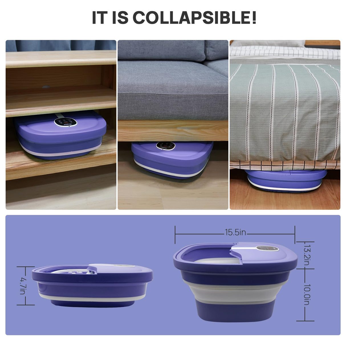 HOSPAN Collapsible Foot Spa Electric Rotary Massage, Foot Bath with Heat, Bubble, Remote, and 24 Motorized Shiatsu Massage Balls. Pedicure Foot Spa for Feet Stress Relief - FS02A