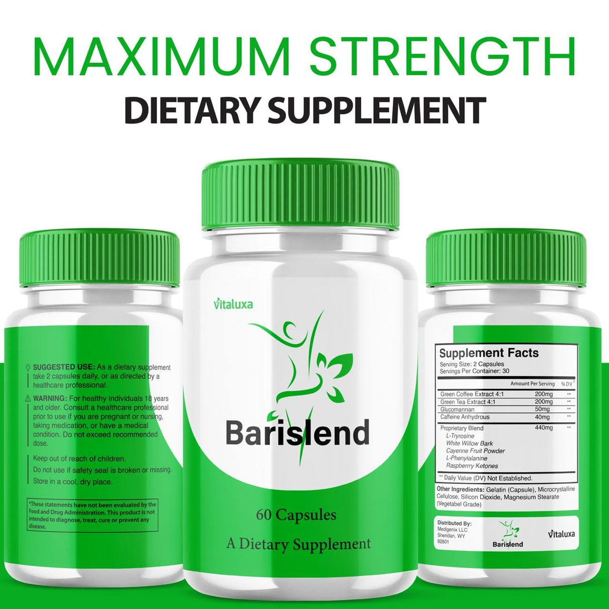 Barislend Capsules, Barisland Pills Pink Salt Blend for Women, Barislends Maximum Strength Supplement Official Advanced Formula Natural Energy Fitness Support, Bari Slend Review (60 Capsules)