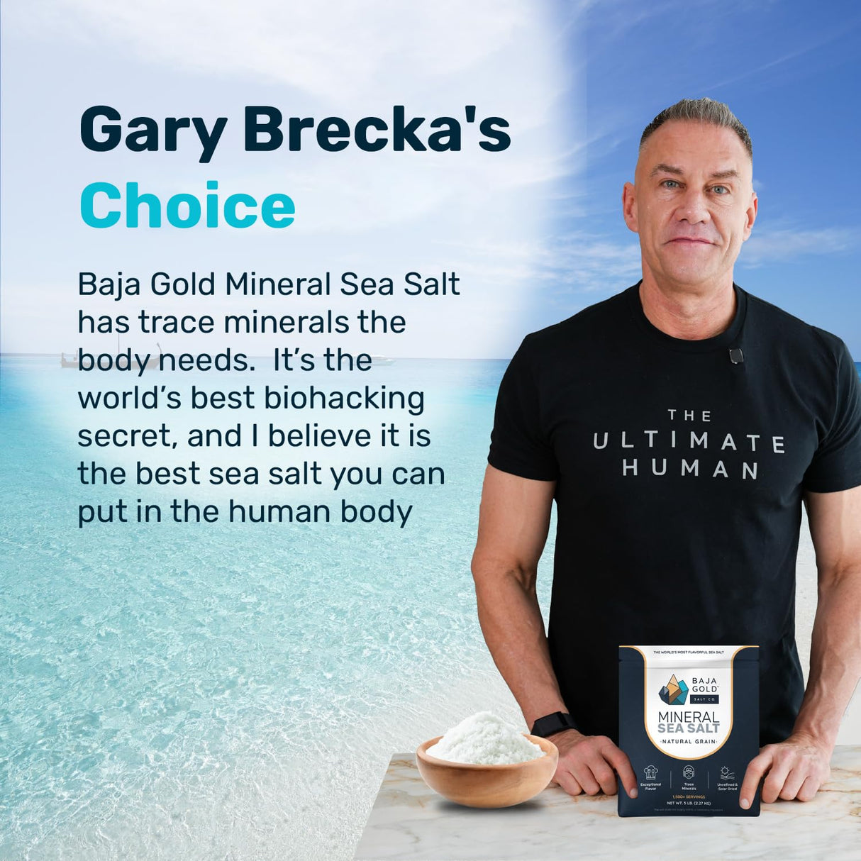 Baja Gold Mineral Sea Salt - Recommended by Gary Brecka - Organic Natural Grain Salt for Cooking & Baking | Authentic Baja Salt | Ideal for All Culinary Creations | 1 lb. Resealable Bag, 300+ Servings