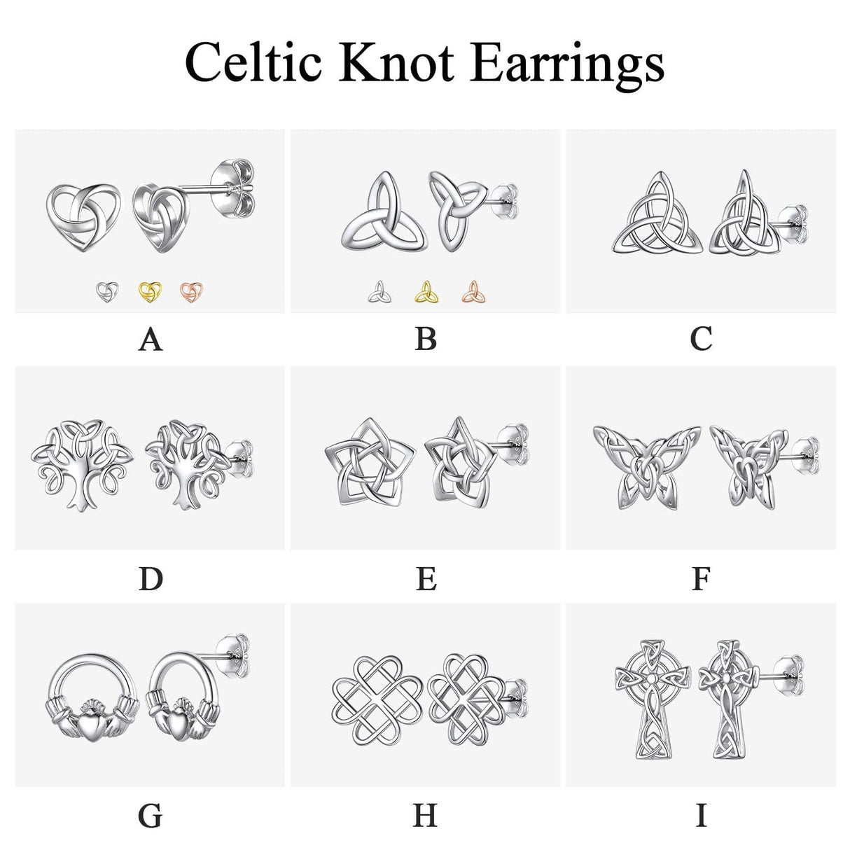 ChicSilver Sterling Silver Stud Earrings for Women Hypoallergenic Celtic Earrings Vintage Triquetra Triangle Studs Earrings Dainty Small Irish Jewelry for Women