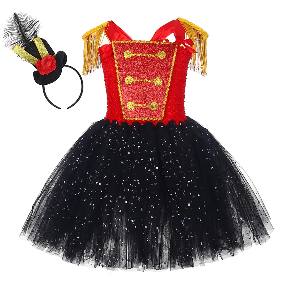 Tutu Dreams Christmas Circus Costume for Girls Kids America Drum Majorette Dress with Ringmaster Hat Carnival Pageant