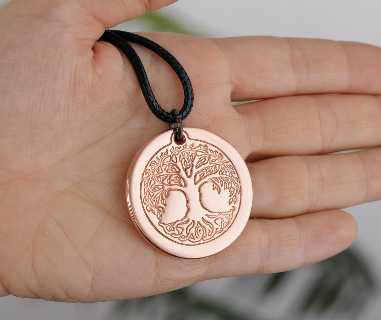 DEMMEX Pure Copper Tree of Life Pendant Necklace for Men and Women, 2.5mm Thick, 1.5 Inches Diameter, Uncoated, Handmade in Turkey - Polish with Salt-Lemon Mix (Copper)