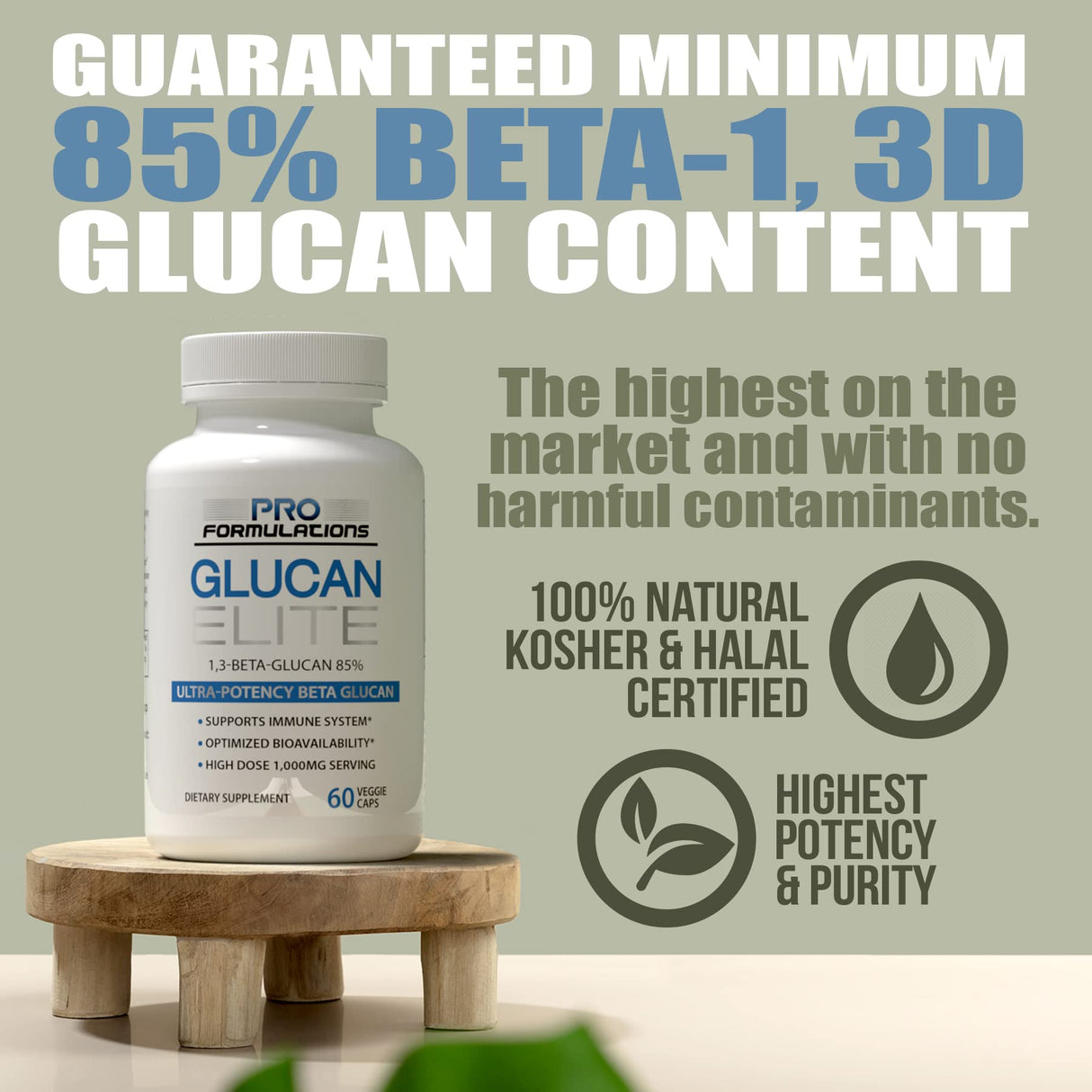 Glucan Elite – 85% Beta 1,3D Glucan 500mg - 60 vcaps | 85% Minimum Active 1,3 Linkage Ultra-Potency Beta Glucan – Highest Bioavailability with BGF-Immune (Pack of 3)