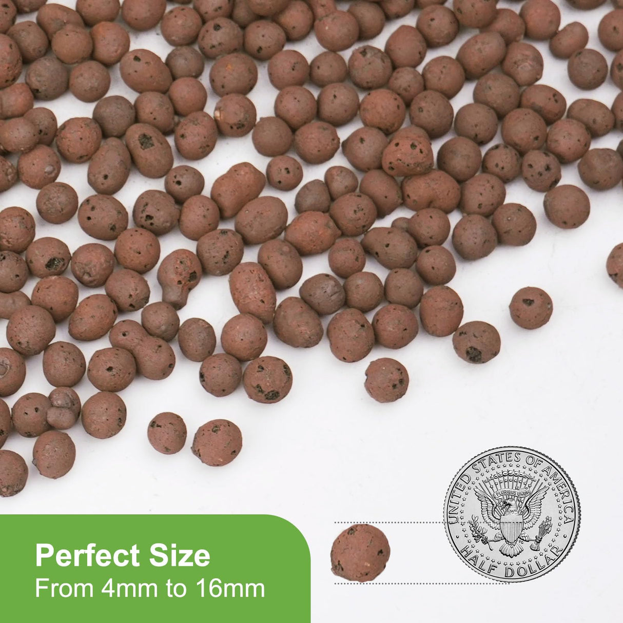 Pulovin 15 lbs LECA Clay Pebbles for Plants, 4-16mm LECA Balls for Indoor Plants Drainage, Hydroponics, Aquaponics, Natural Clay Balls for Soil Root Development, Orchid Potting Mix